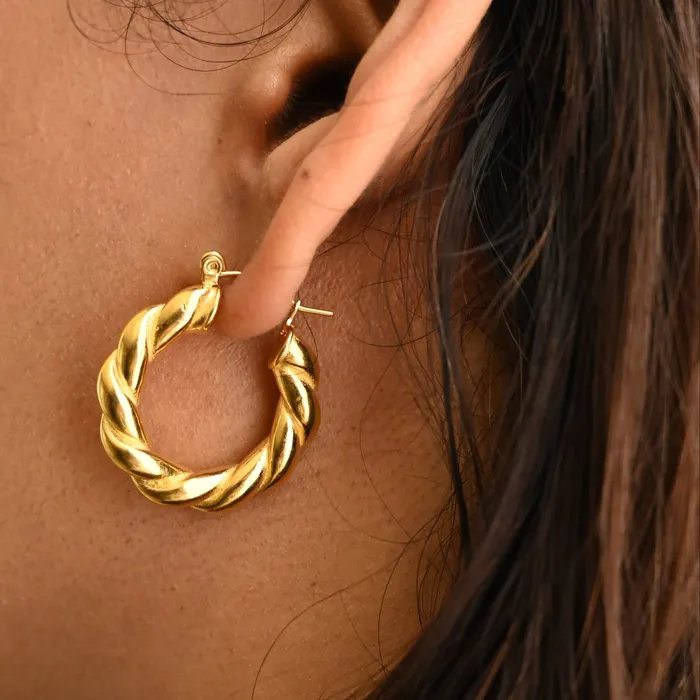 Jewelvers 18K GoldFilled Twisted Hoop Earrings 5MM Earrings Jewelvers 18K GoldFilled Twisted Hoop Earrings 5MM Earrings