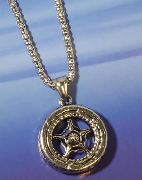 N1607 Silver Wheel Pendant Necklace alice Necklaces