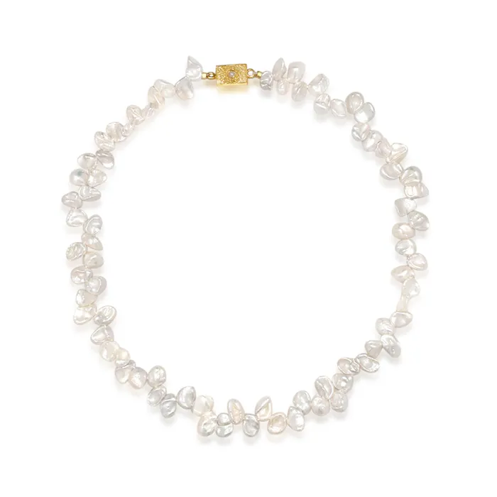 Necklaces Elegant White Keshi Pearl Necklace WN00506 Pearly Lustre