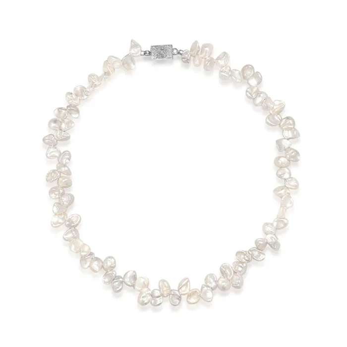 Necklaces Elegant White Keshi Pearl Necklace WN00506 Pearly Lustre