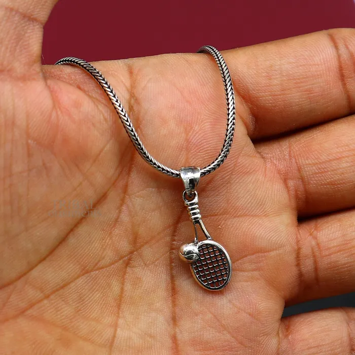 Necklaces TRIBAL ORNAMENTS 925 sterling silver handmade stylish design small Tennis racket style pendant best gifting jewelry religious pendant custom jewelry ssp1689