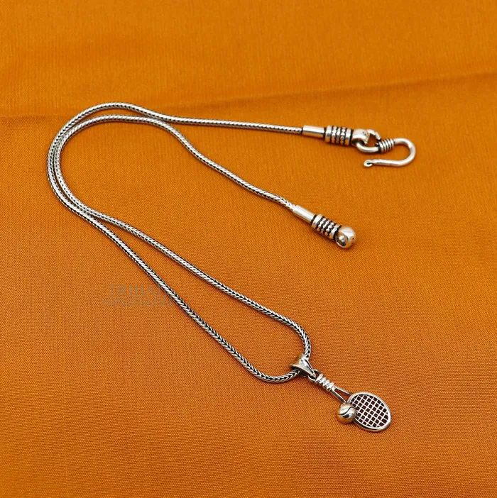 Necklaces TRIBAL ORNAMENTS 925 sterling silver handmade stylish design small Tennis racket style pendant best gifting jewelry religious pendant custom jewelry ssp1689