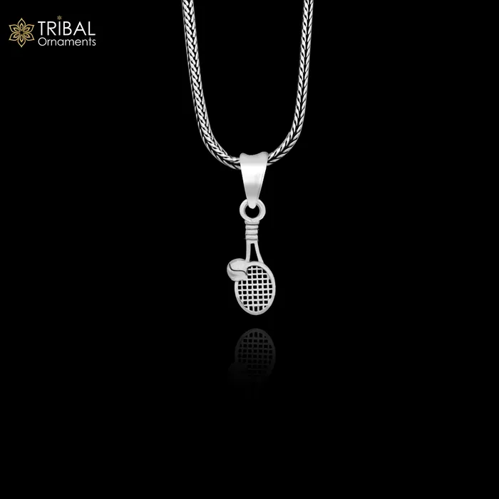 Necklaces TRIBAL ORNAMENTS 925 sterling silver handmade stylish design small Tennis racket style pendant best gifting jewelry religious pendant custom jewelry ssp1689