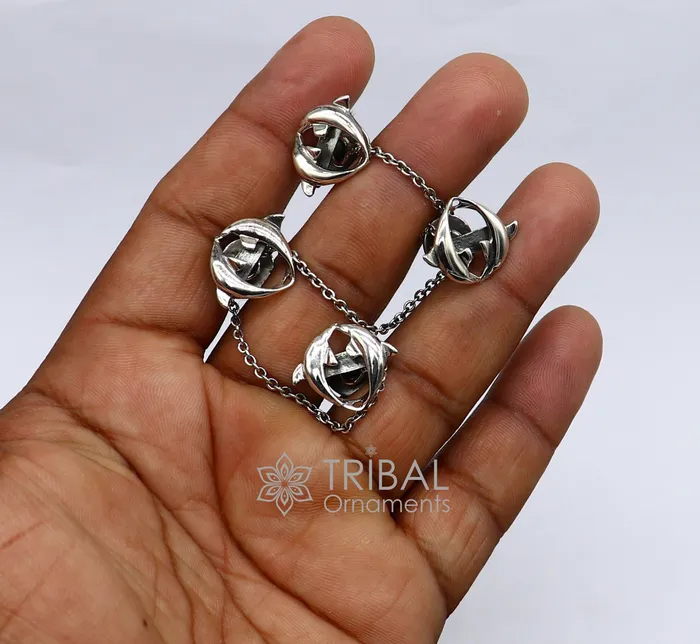 Necklaces TRIBAL ORNAMENTS Dolphin pair design 925 Sterling Silver set of 4 kurta Buttons for Fashion Perfection silver cufflinks cultural trendy jewelry btn44 Necklaces TRIBAL ORNAMENTS Dolphin pair design 925 Sterling Silver set of 4 kurta Buttons for Fashion Perfection silver cufflinks cultural trendy jewelry btn44