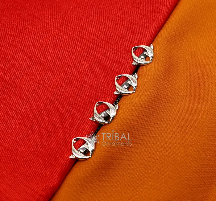 Necklaces TRIBAL ORNAMENTS Dolphin pair design 925 Sterling Silver set of 4 kurta Buttons for Fashion Perfection silver cufflinks cultural trendy jewelry btn44 Necklaces TRIBAL ORNAMENTS Dolphin pair design 925 Sterling Silver set of 4 kurta Buttons for Fashion Perfection silver cufflinks cultural trendy jewelry btn44