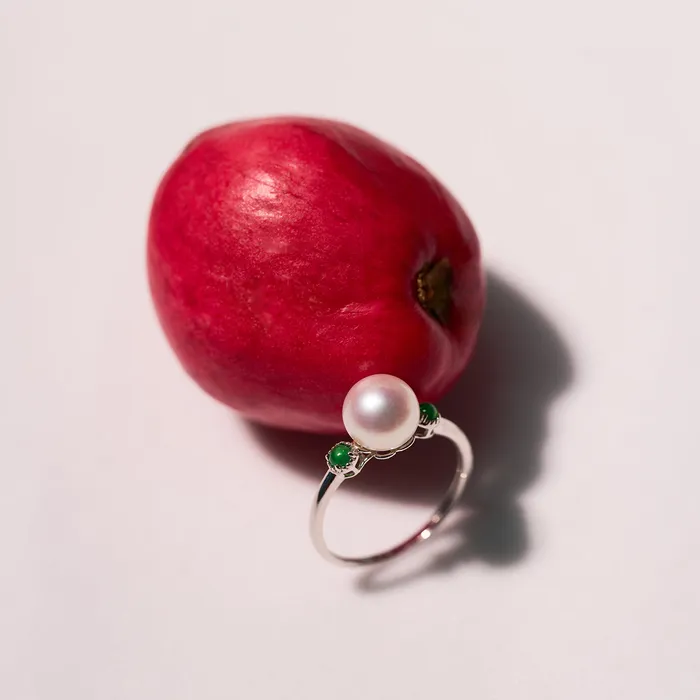 Pearly Lustre Rings 18K Solid Gold Top Grade Freshwater Pearl Ring KR00119