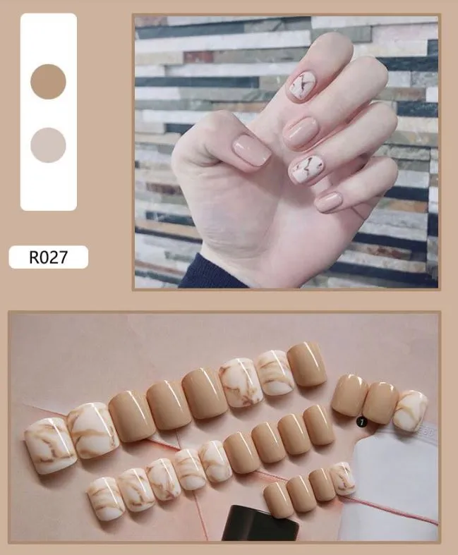 Polly Earrings NS394 Short Square Press On Nails 24 Pieces R027