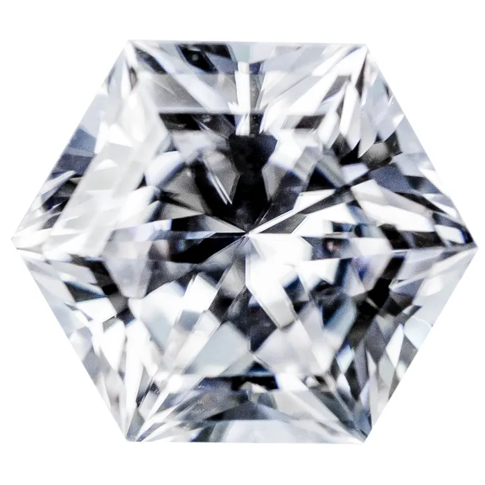 Rings Fire Brilliance Hexagon Diamond Faceted FAB Moissanite Loose Stone