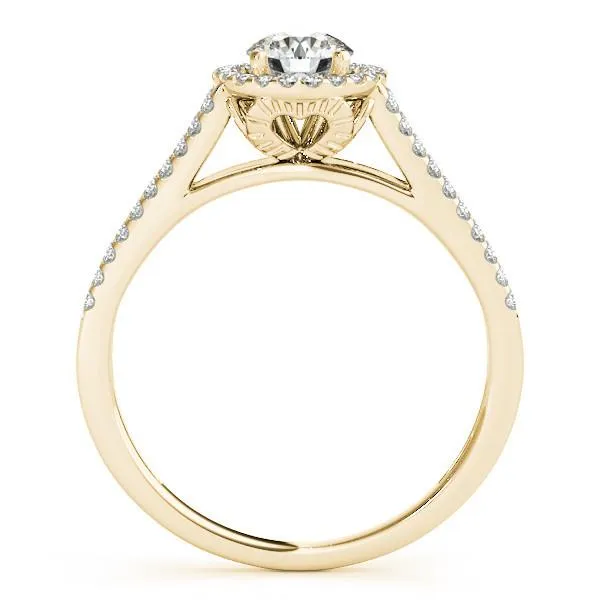 Rings Fire Brilliance Selene Round Center Stone Split Shank Diamond Halo Engagement Ring