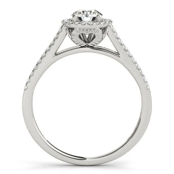 Rings Fire Brilliance Selene Round Center Stone Split Shank Diamond Halo Engagement Ring