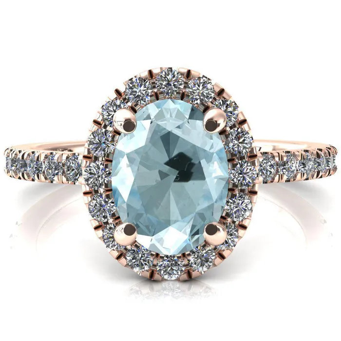 Rings Fire Brilliance Talia Oval Aqua Blue Spinel 4 Prong Halo 58 Micropave Engagement Ring