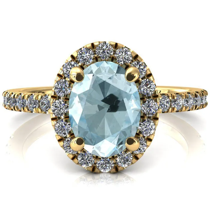 Rings Fire Brilliance Talia Oval Aqua Blue Spinel 4 Prong Halo 58 Micropave Engagement Ring