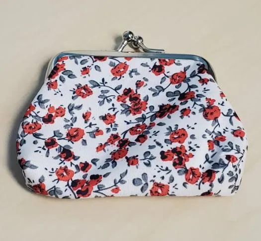 Rings POLLY G144 White Red Floral Clasp Coin Purse