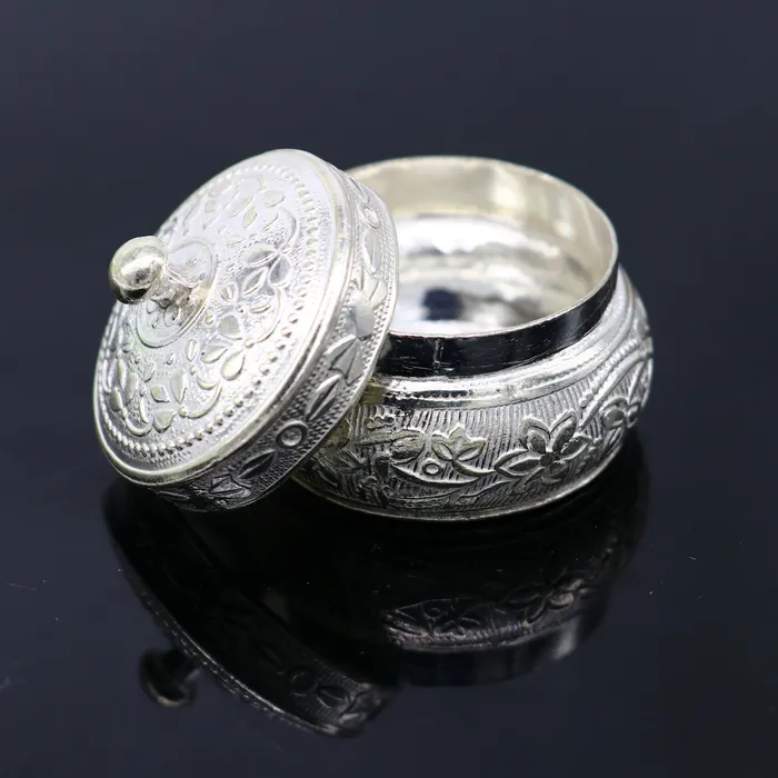 Rings TRIBAL ORNAMENTS 925 sterling silver unique antique design handmade brides eyes kajal box surma box kumkum sindur box small trinket box article stb112