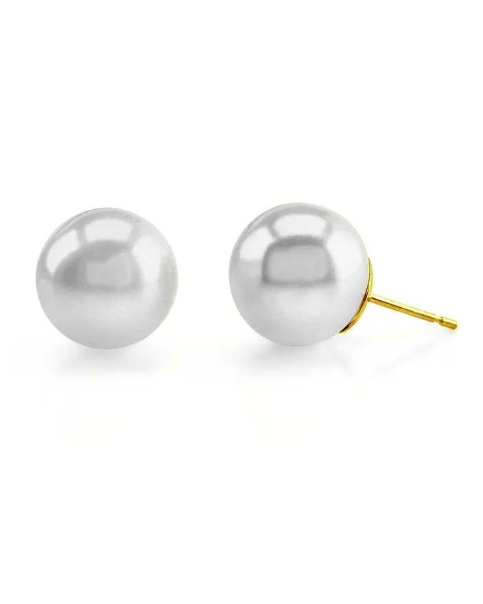 spt Earrings White South Sea Round Pearl Stud Earrings 100110mm