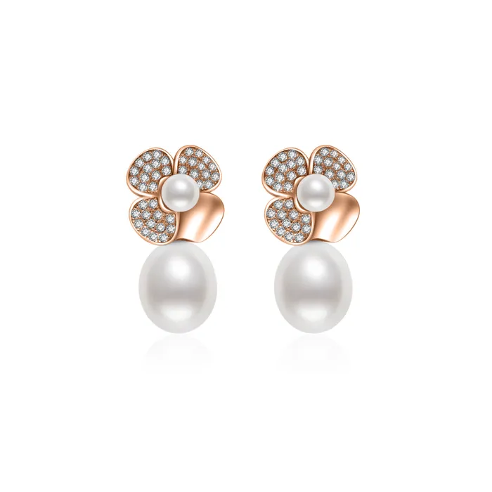 Top Grade Freshwater Pearl Earrings WE00645 GARDENS Pearly Lustre Earrings