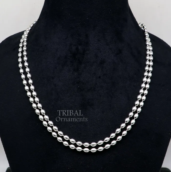 TRIBAL ORNAMENTS 20 4MM 925 sterling silver beaded chains for adding elegance and sparkle to any outfit their captivating beauty and graceful movement CH219 Necklaces TRIBAL ORNAMENTS 20 4MM 925 sterling silver beaded chains for adding elegance and sparkle to any outfit their captivating beauty and graceful movement CH219 Necklaces