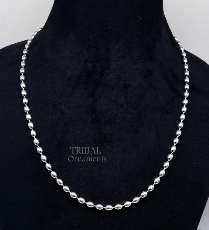 TRIBAL ORNAMENTS 20 4MM 925 sterling silver beaded chains for adding elegance and sparkle to any outfit their captivating beauty and graceful movement CH219 Necklaces TRIBAL ORNAMENTS 20 4MM 925 sterling silver beaded chains for adding elegance and sparkle to any outfit their captivating beauty and graceful movement CH219 Necklaces