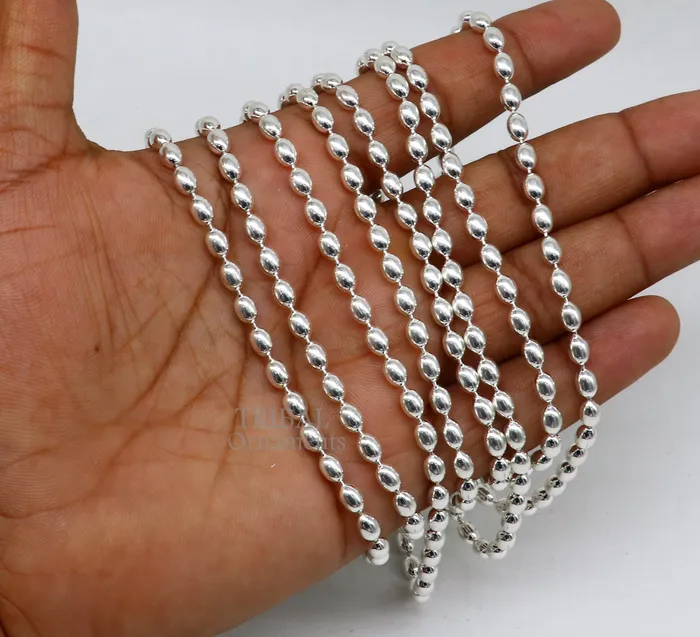 TRIBAL ORNAMENTS 20 4MM 925 sterling silver beaded chains for adding elegance and sparkle to any outfit their captivating beauty and graceful movement CH219 Necklaces TRIBAL ORNAMENTS 20 4MM 925 sterling silver beaded chains for adding elegance and sparkle to any outfit their captivating beauty and graceful movement CH219 Necklaces