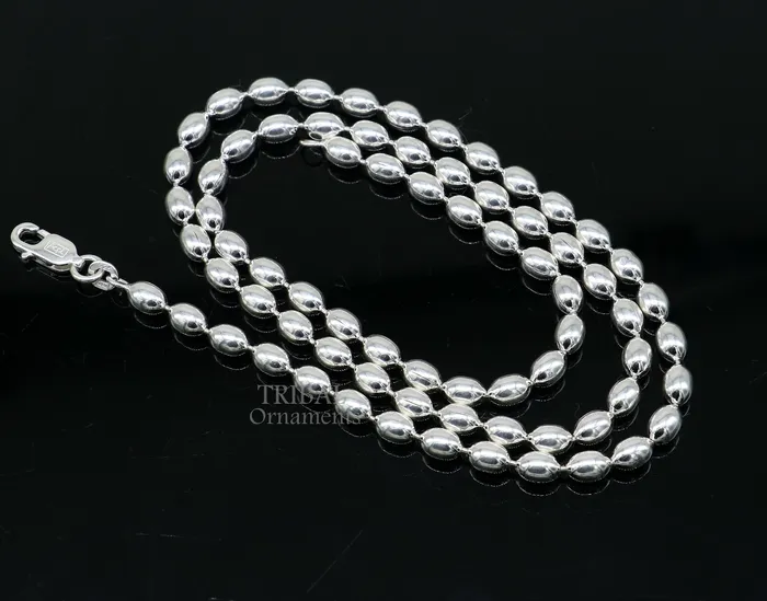TRIBAL ORNAMENTS 20 4MM 925 sterling silver beaded chains for adding elegance and sparkle to any outfit their captivating beauty and graceful movement CH219 Necklaces TRIBAL ORNAMENTS 20 4MM 925 sterling silver beaded chains for adding elegance and sparkle to any outfit their captivating beauty and graceful movement CH219 Necklaces