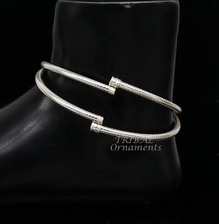 TRIBAL ORNAMENTS 925 Sterling silver Handmade plain design Traditional cultural modern trendy foot kada anklets bracelet best gift for brides nsfk94 Bracelets