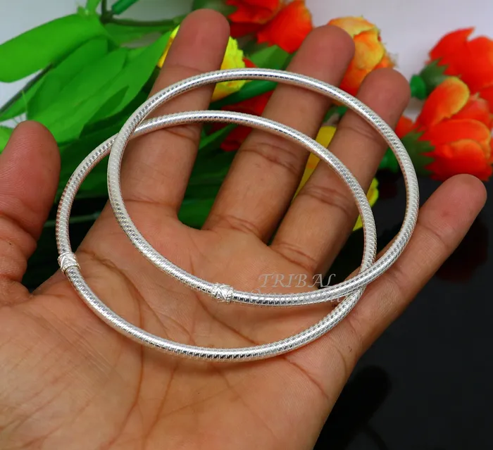 TRIBAL ORNAMENTS 925 Sterling silver Handmade plain design Traditional cultural modern trendy foot kada anklets bracelet best gift for brides nsfk94 Bracelets