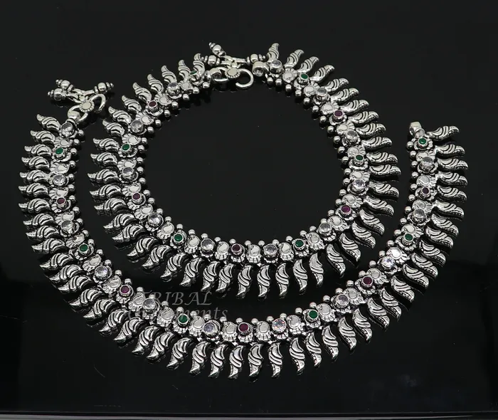 TRIBAL ORNAMENTS Bracelets 105 Inches long handmade 925 sterling silver fabulous color stone customized anklet bracelet amazing anklets belly dance jewelry ank522 TRIBAL ORNAMENTS Bracelets 105 Inches long handmade 925 sterling silver fabulous color stone customized anklet bracelet amazing anklets belly dance jewelry ank522