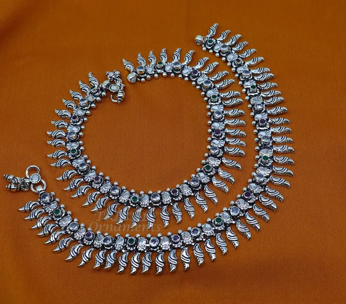 TRIBAL ORNAMENTS Bracelets 105 Inches long handmade 925 sterling silver fabulous color stone customized anklet bracelet amazing anklets belly dance jewelry ank522