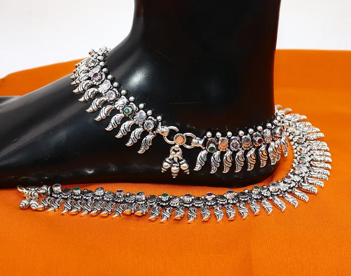 TRIBAL ORNAMENTS Bracelets 105 Inches long handmade 925 sterling silver fabulous color stone customized anklet bracelet amazing anklets belly dance jewelry ank522