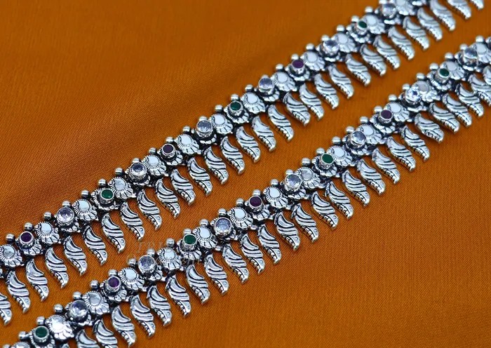 TRIBAL ORNAMENTS Bracelets 105 Inches long handmade 925 sterling silver fabulous color stone customized anklet bracelet amazing anklets belly dance jewelry ank522