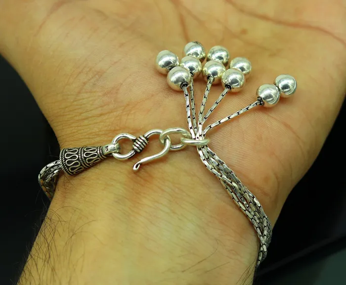 TRIBAL ORNAMENTS Bracelets 925 sterling silver handmade gorgeous charm bracelet excellent multi chain customized adjustable jewelry bridesmaid gift jewelry nsbr13