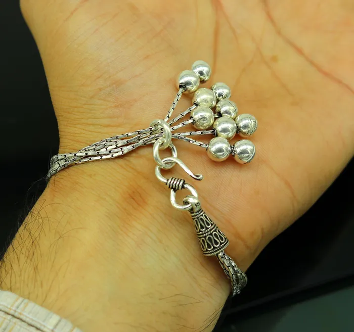 TRIBAL ORNAMENTS Bracelets 925 sterling silver handmade gorgeous charm bracelet excellent multi chain customized adjustable jewelry bridesmaid gift jewelry nsbr13