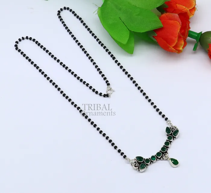 TRIBAL ORNAMENTS Necklaces 925 sterling silver black beads mangal sutra chain necklace for Every Occasion brides Mangalsutra chunky necklace ms13 TRIBAL ORNAMENTS Necklaces 925 sterling silver black beads mangal sutra chain necklace for Every Occasion brides Mangalsutra chunky necklace ms13