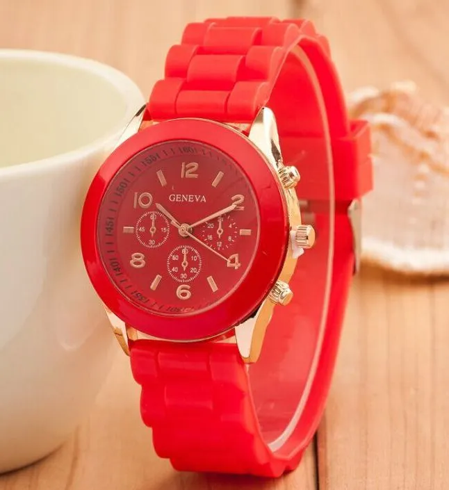 W442 Red Silicone Collection Quartz Watch polly Watches