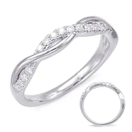 14K White Gold Braided Diamond Band Wedding Bands Rings