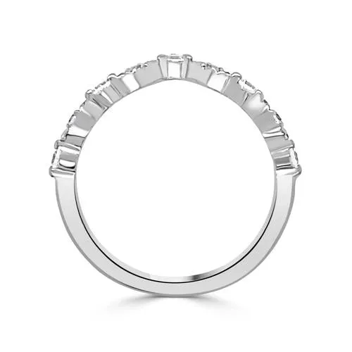 14K White Gold Curved Diamond Band Wedding Bands Rings