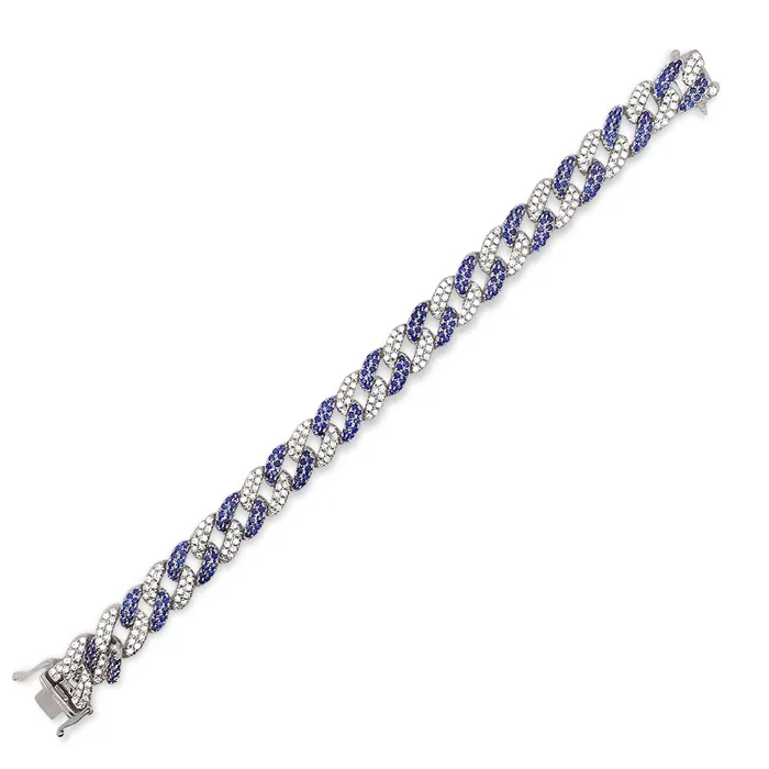 14K White Gold Diamond Sapphire Pave Link Bracelet Meierotto Jewelers Bracelets 14K White Gold Diamond Sapphire Pave Link Bracelet Meierotto Jewelers Bracelets
