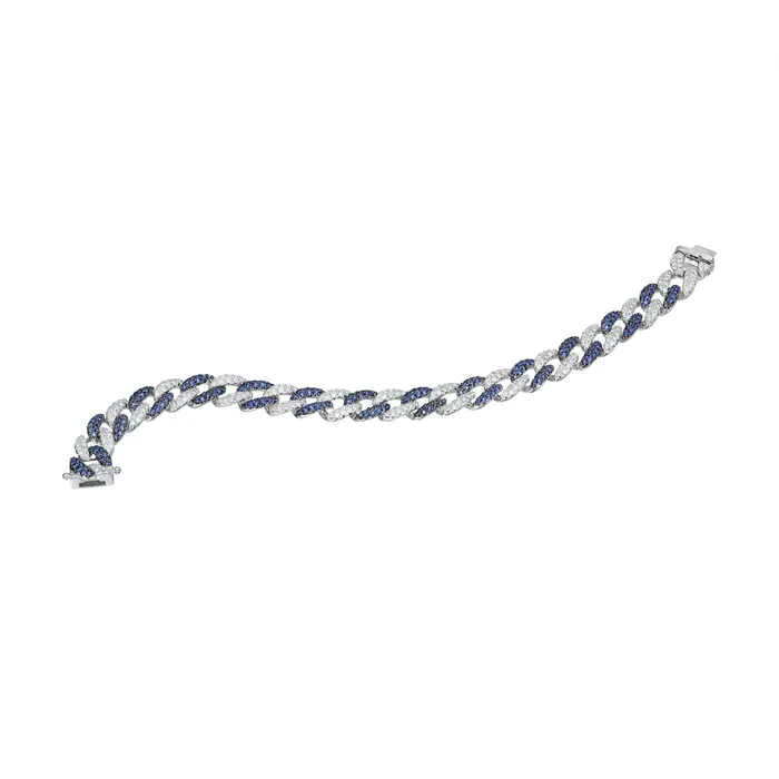 14K White Gold Diamond Sapphire Pave Link Bracelet Meierotto Jewelers Bracelets 14K White Gold Diamond Sapphire Pave Link Bracelet Meierotto Jewelers Bracelets