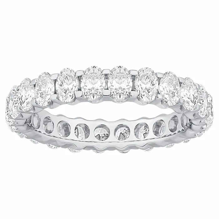 14K White Gold Oval Diamond Eternity Band Wedding Bands Rings