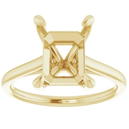 14K Yellow Gold 8x6 Emerald Solitaire Ring Engagement Collections Rings