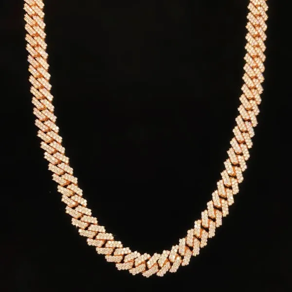 14kt Rose Gold Thin Cuban Link Chain With 1705ct Diamonds CUB1711466 Diamond Source NYC Necklaces
