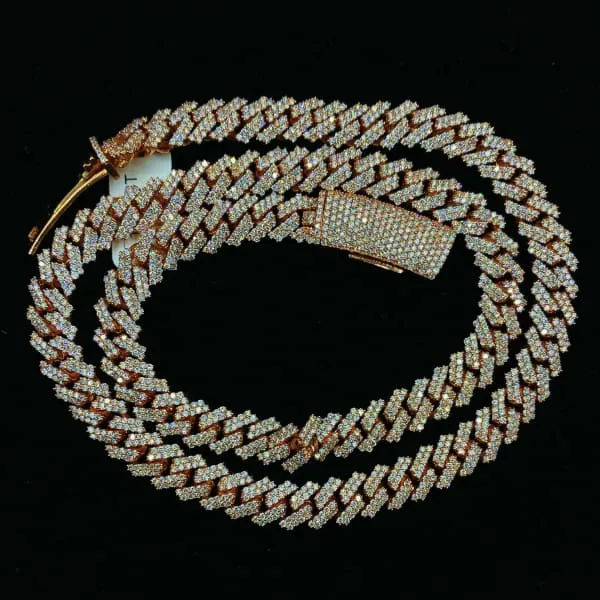 14kt Rose Gold Thin Cuban Link Chain With 1705ct Diamonds CUB1711466 Diamond Source NYC Necklaces 14kt Rose Gold Thin Cuban Link Chain With 1705ct Diamonds CUB1711466 Diamond Source NYC Necklaces