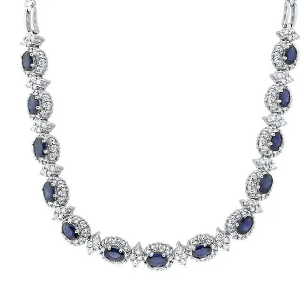 14kt White Gold Diamond And Sapphire Necklace With 400ct Diamonds NEC17500 Diamond Source NYC Necklaces