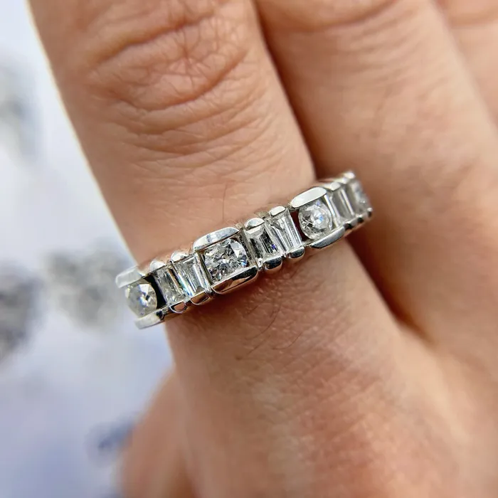 14kt White Gold Eternity Band with 100ct TDW B3950 Diamond Source NYC Rings 14kt White Gold Eternity Band with 100ct TDW B3950 Diamond Source NYC Rings