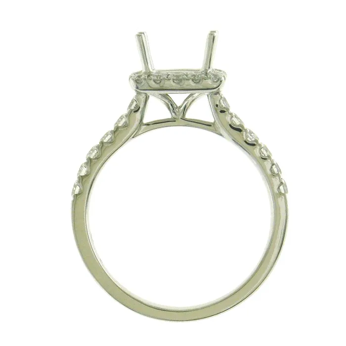 18K White Gold Semi Mount Square Halo Diamond Ring Engagement Collections Rings 18K White Gold Semi Mount Square Halo Diamond Ring Engagement Collections Rings