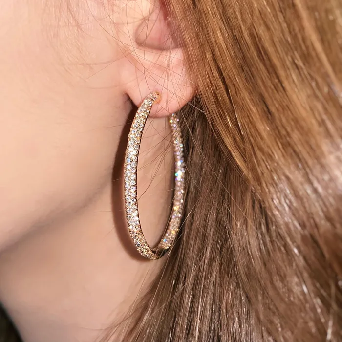 18kt Rose Gold Hoop Earrings 917ct Diamonds EAR174250 Diamond Source NYC Earrings
