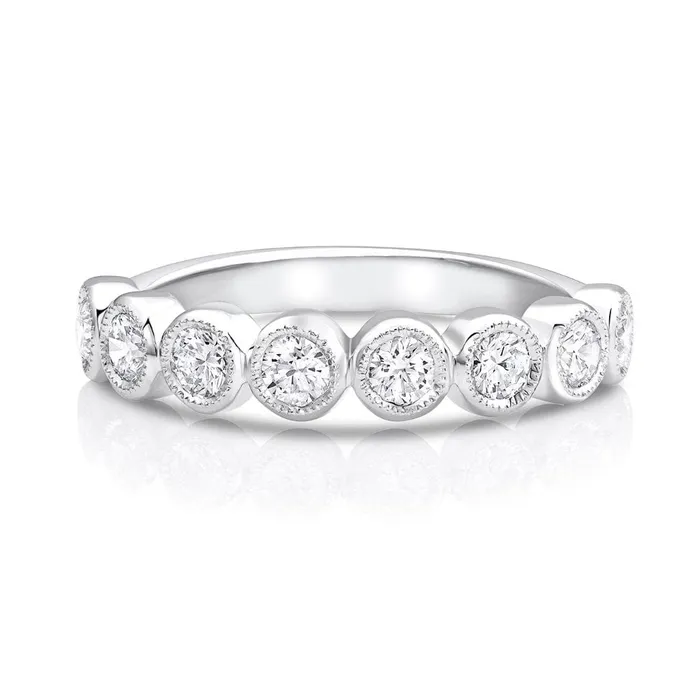 18kt White Gold 072ctw Round Brilliant Diamond Half Band CJ Charles Jewelers Rings 18kt White Gold 072ctw Round Brilliant Diamond Half Band CJ Charles Jewelers Rings