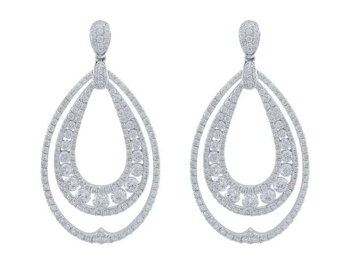 18kt White Gold Diamond Pear Motif Earrings CJ Charles Jewelers Earrings 18kt White Gold Diamond Pear Motif Earrings CJ Charles Jewelers Earrings