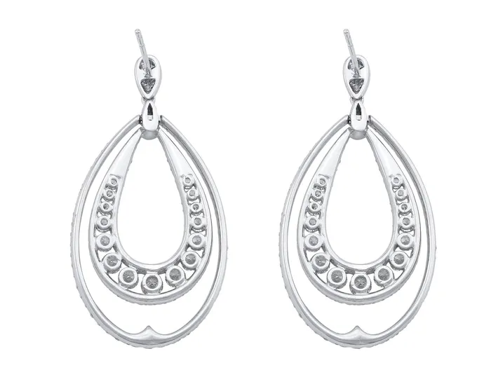 18kt White Gold Diamond Pear Motif Earrings CJ Charles Jewelers Earrings