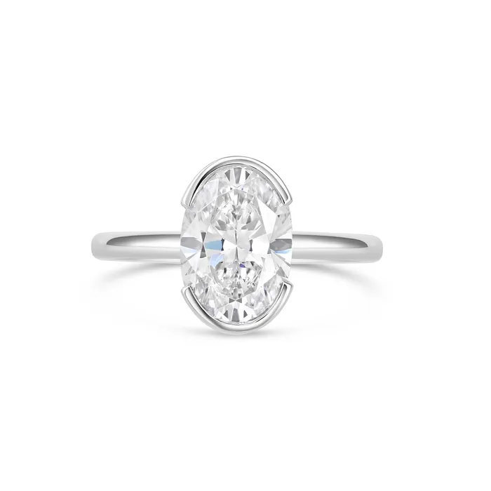 A Jaffe Rings A Jaffe 14K White Gold Solitaire Ring with Oval Head